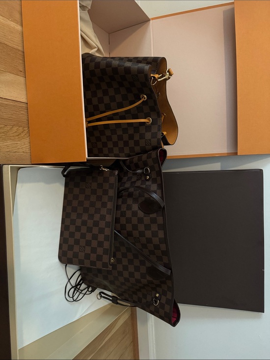 Louis Vuitton Handbags - Louis Vuitton Damier Ebene Brown Tote with Pouch
